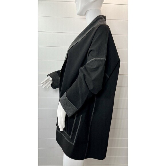 Habitat Black Brushed Fleece Shawl Neckline Oversized Open Lagenlook Jacket Med - Picture 7 of 10